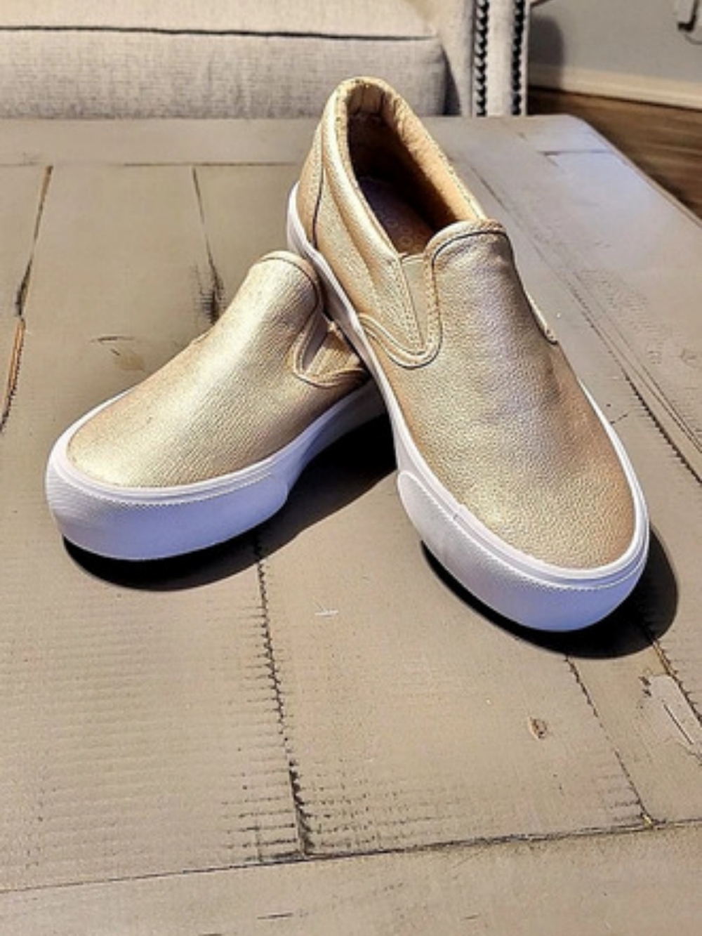 Lutz Gold Metallic Slip-On Sneakers 8.5